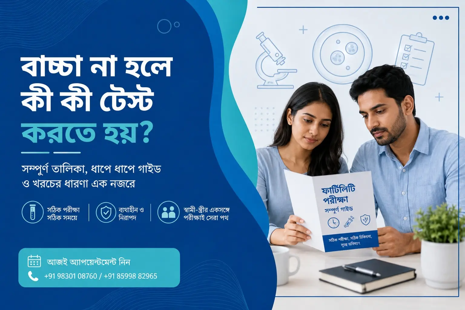 বাচ্চা না হলে কী কী টেস্ট করতে হয়? সম্পূর্ণ তালিকা ও খরচের ধারণা